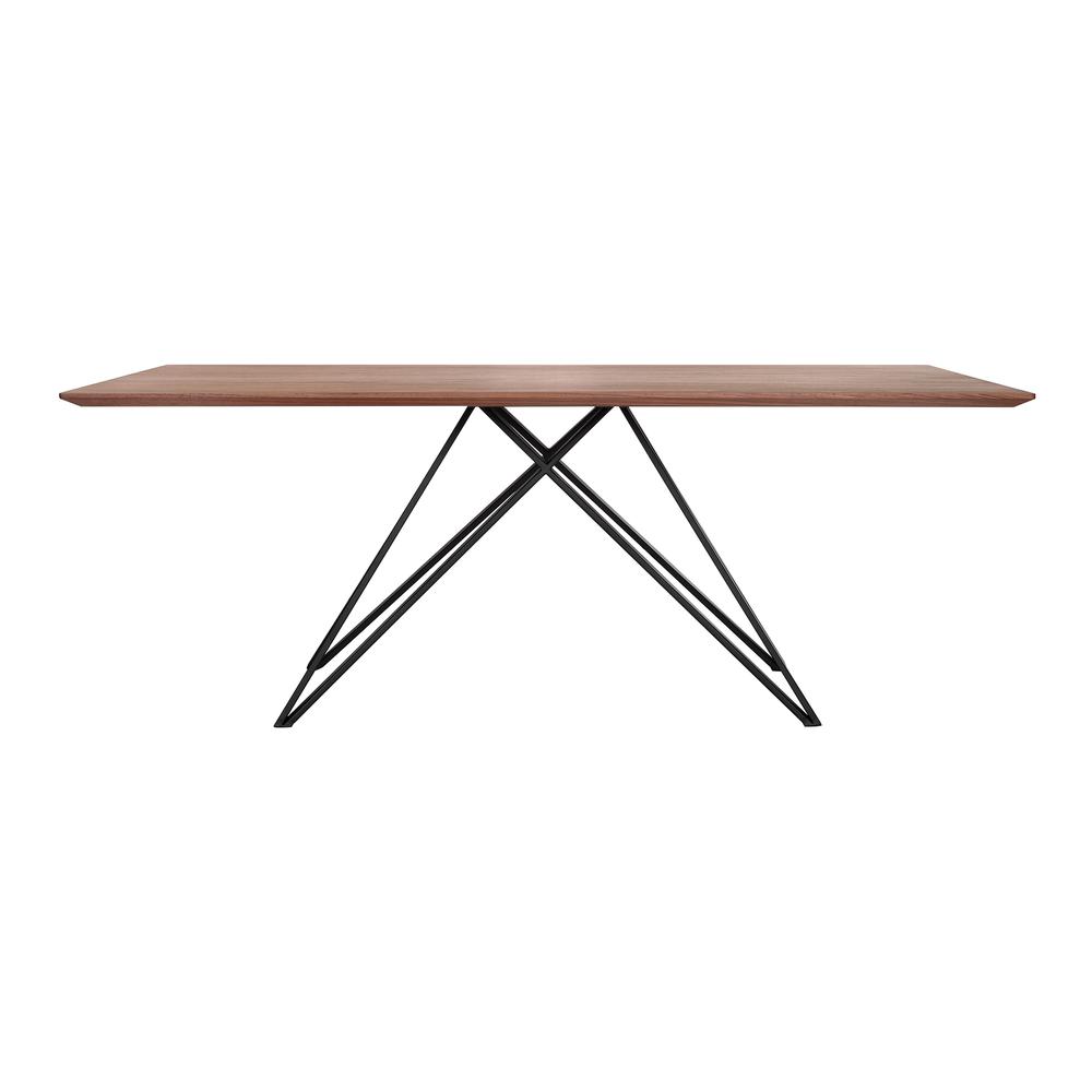 Modena Contemporary Dining Table in Matte Black Finish and Walnut Wood Top. Picture 2