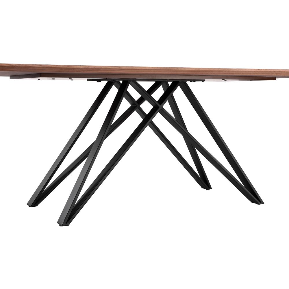 Modena Contemporary Dining Table in Matte Black Finish and Walnut Wood Top. Picture 3