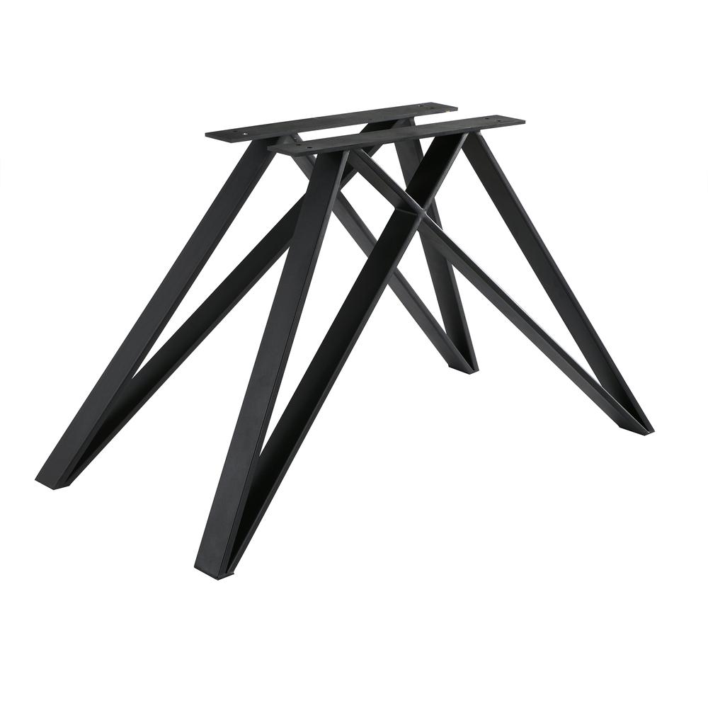 Modena Contemporary Dining Table in Matte Black Finish and Walnut Wood Top. Picture 4