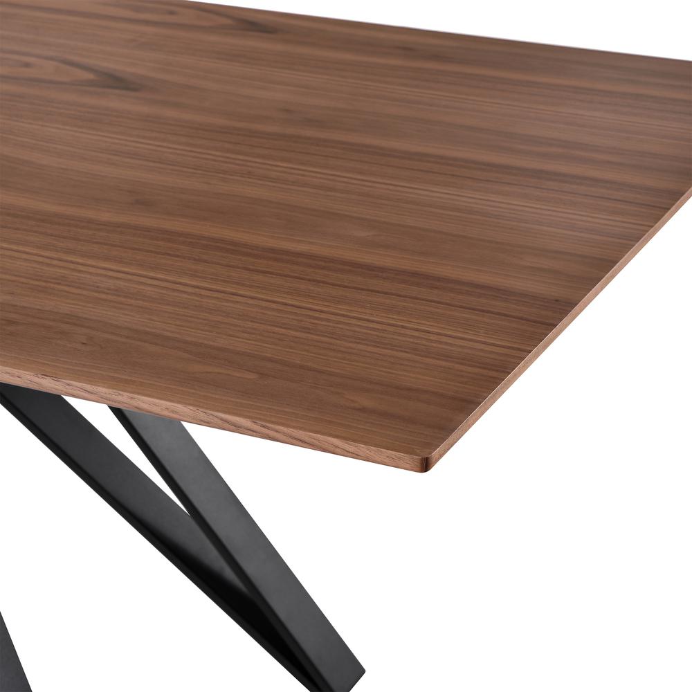 Modena Contemporary Dining Table in Matte Black Finish and Walnut Wood Top. Picture 5
