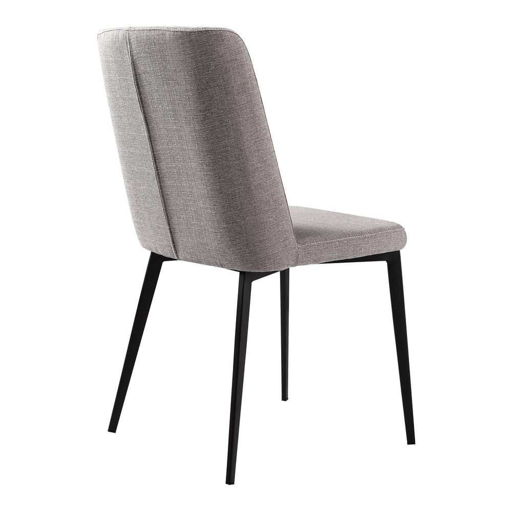 Contemporary Dining Chair in Matte Black Finish - Gray Fabric - Set of 2. Picture 3