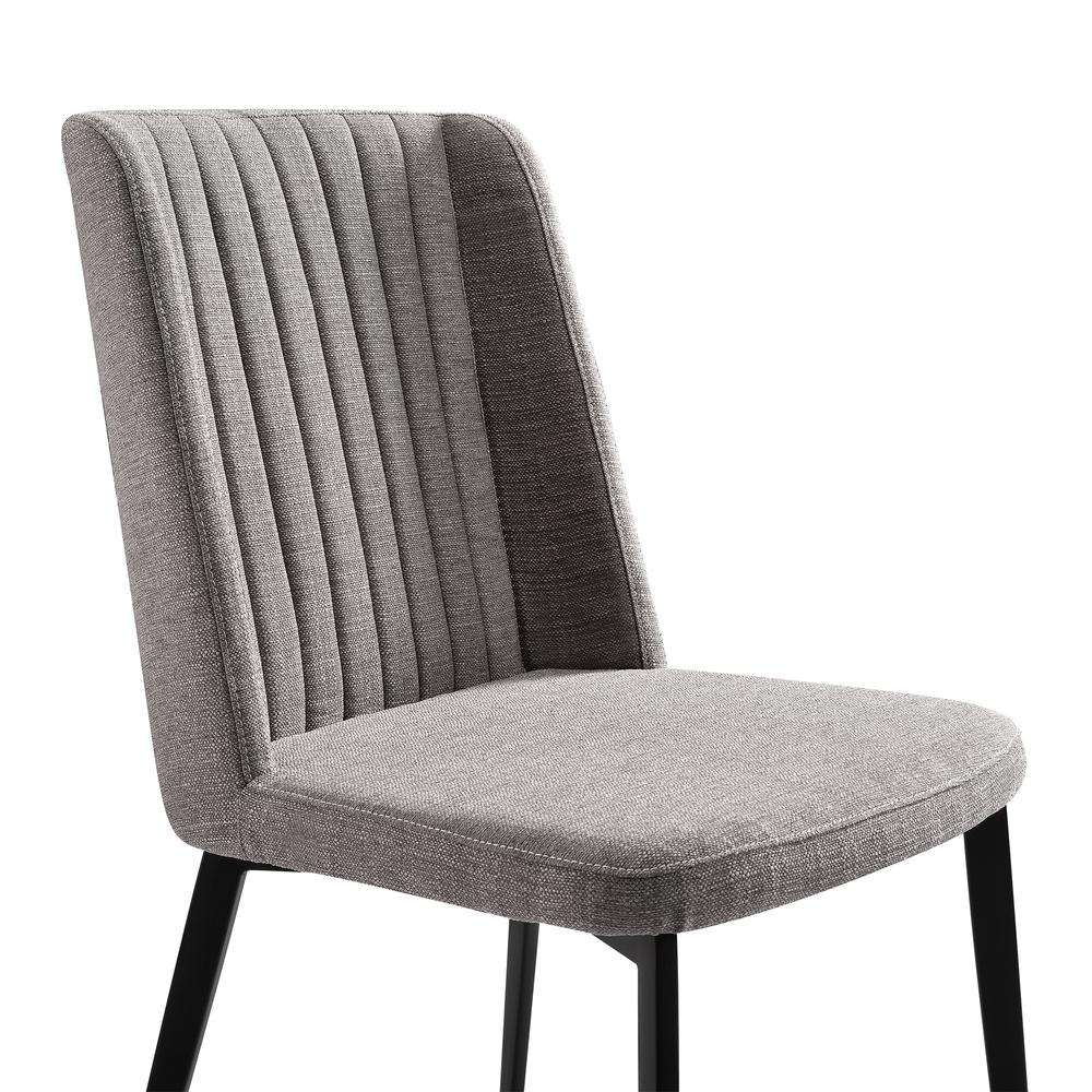 Maine Contemporary Dining Chair in Matte Black Finish and Gray Fabric - Set of 2. Picture 4