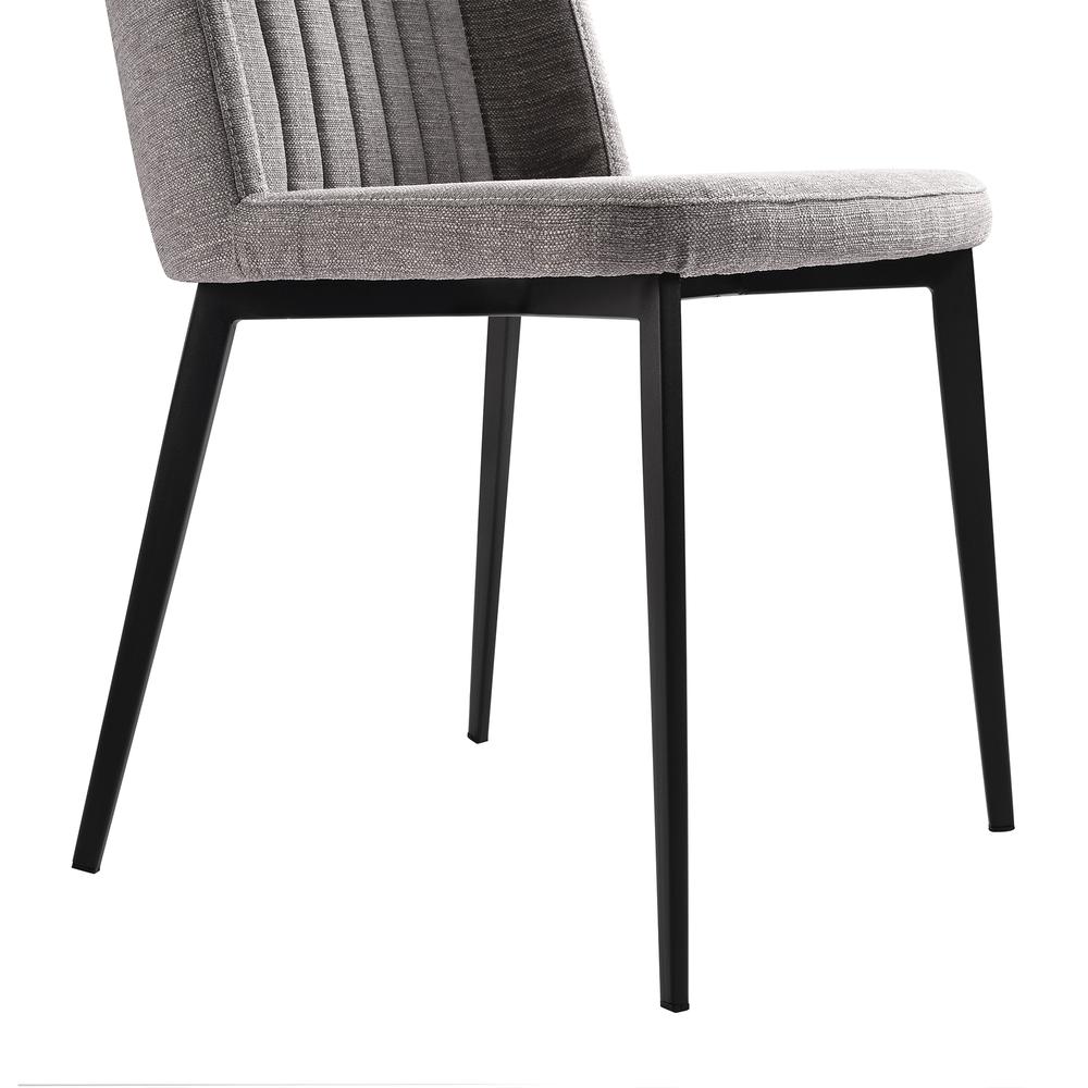 Maine Contemporary Dining Chair in Matte Black Finish and Gray Fabric - Set of 2. Picture 5