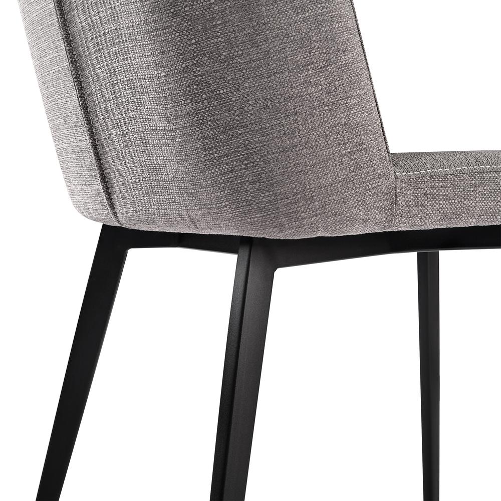Contemporary Dining Chair in Matte Black Finish - Gray Fabric - Set of 2. Picture 6