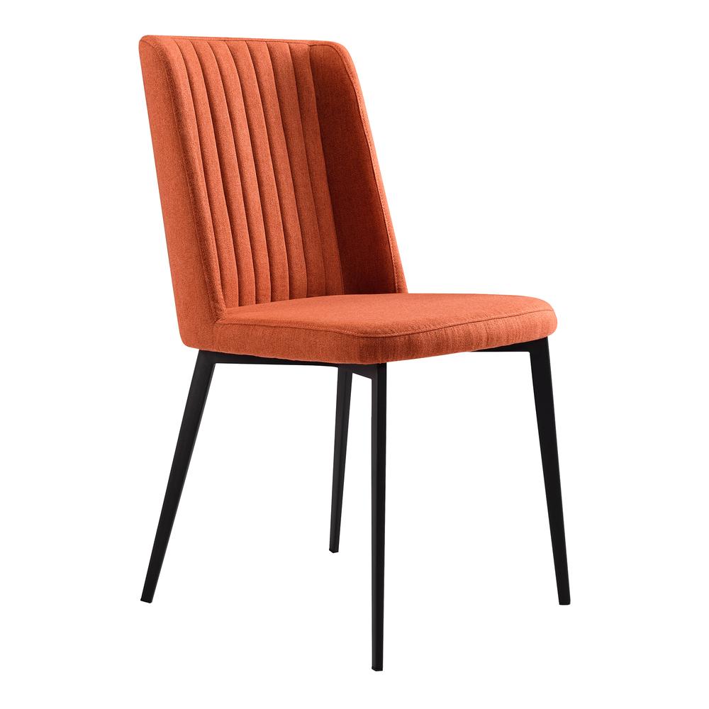 Contemporary Dining Chair in Matte Black Finish and Orange Fabric - Set of 2. Picture 1