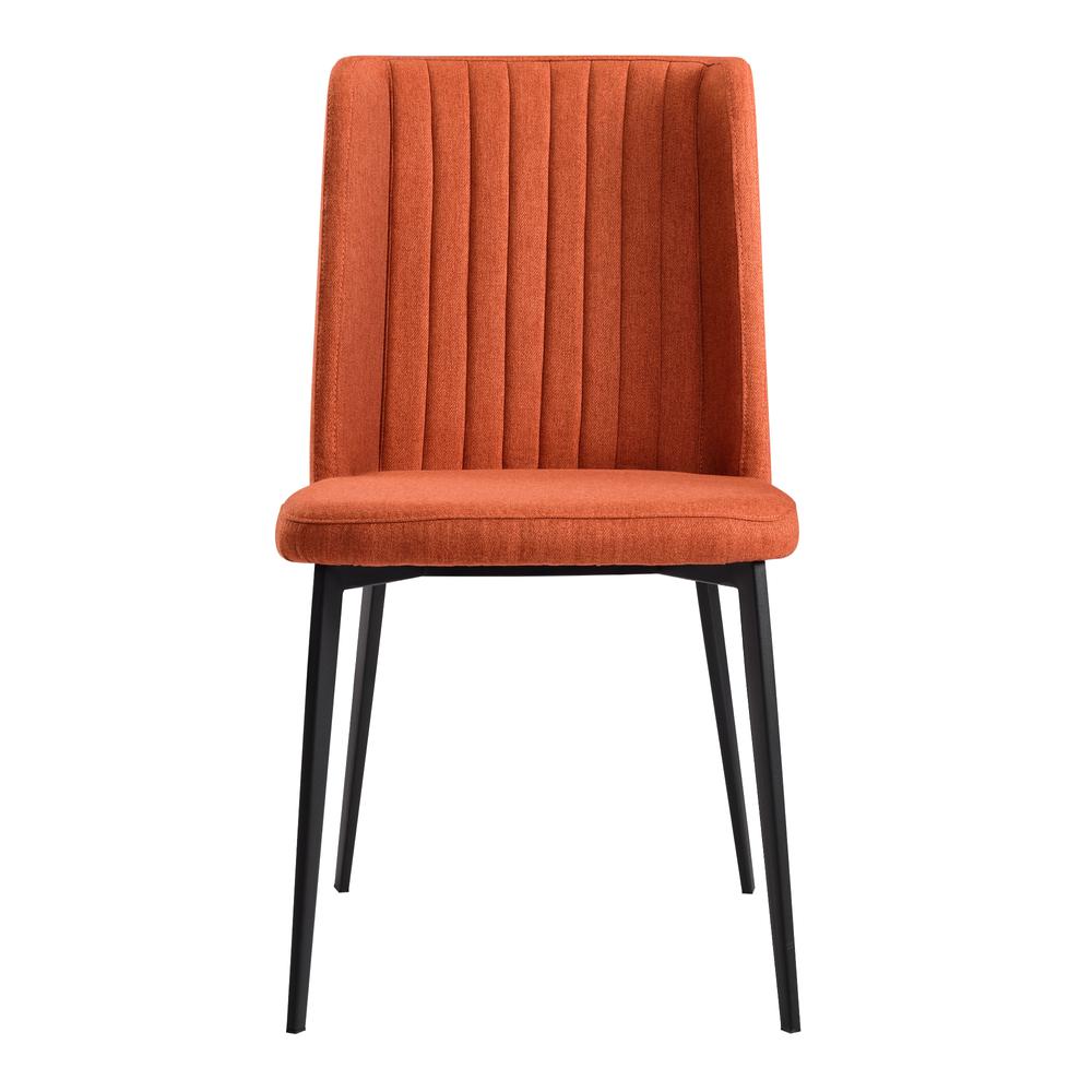 Contemporary Dining Chair in Matte Black Finish and Orange Fabric - Set of 2. Picture 2