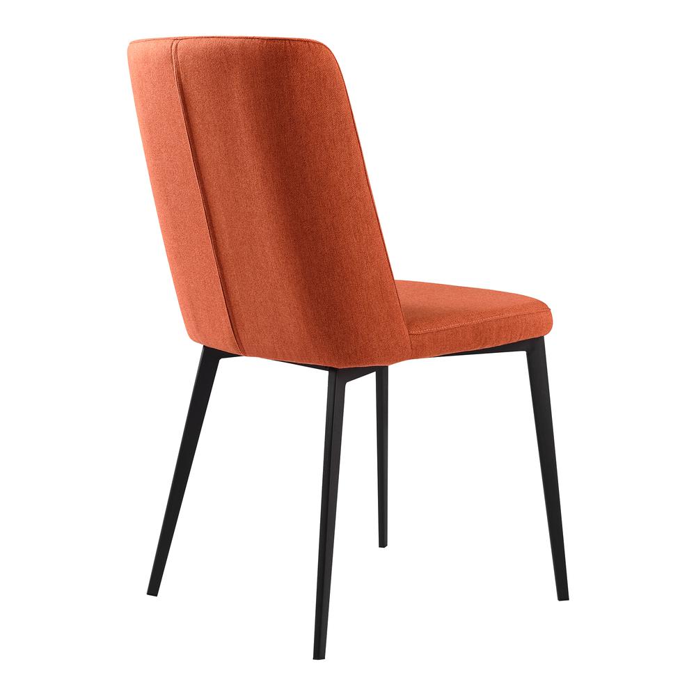 Contemporary Dining Chair in Matte Black Finish and Orange Fabric - Set of 2. Picture 3