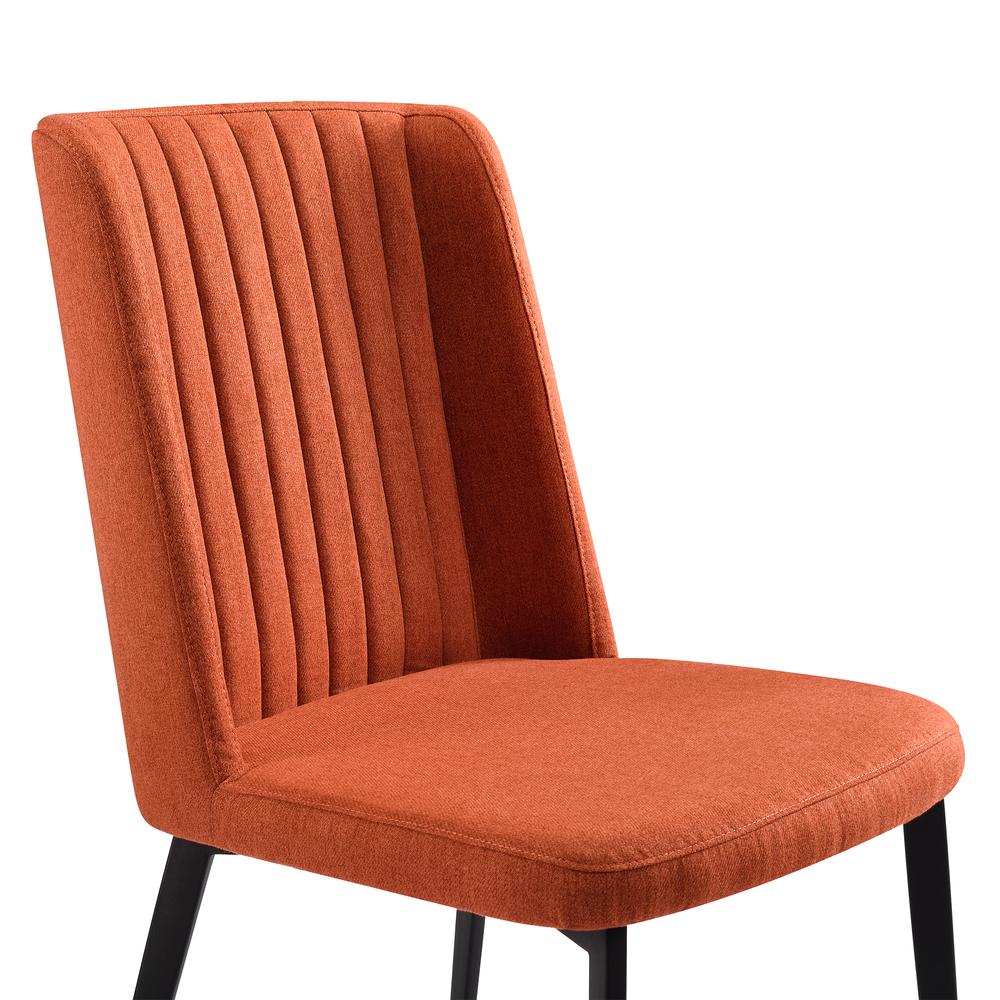 Contemporary Dining Chair in Matte Black Finish and Orange Fabric - Set of 2. Picture 4