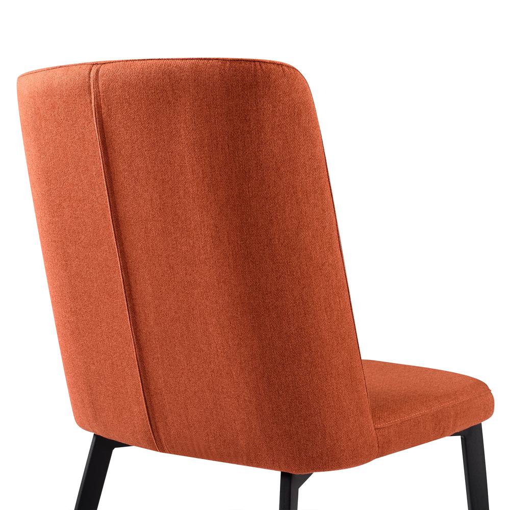 Contemporary Dining Chair in Matte Black Finish and Orange Fabric - Set of 2. Picture 5