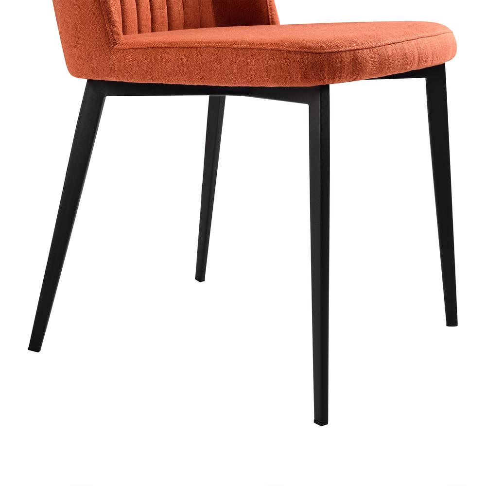 Contemporary Dining Chair in Matte Black Finish and Orange Fabric - Set of 2. Picture 6