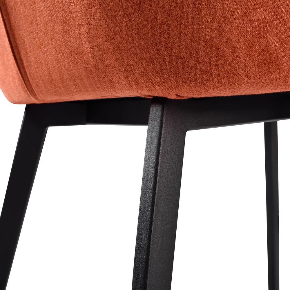 Contemporary Dining Chair in Matte Black Finish and Orange Fabric - Set of 2. Picture 7
