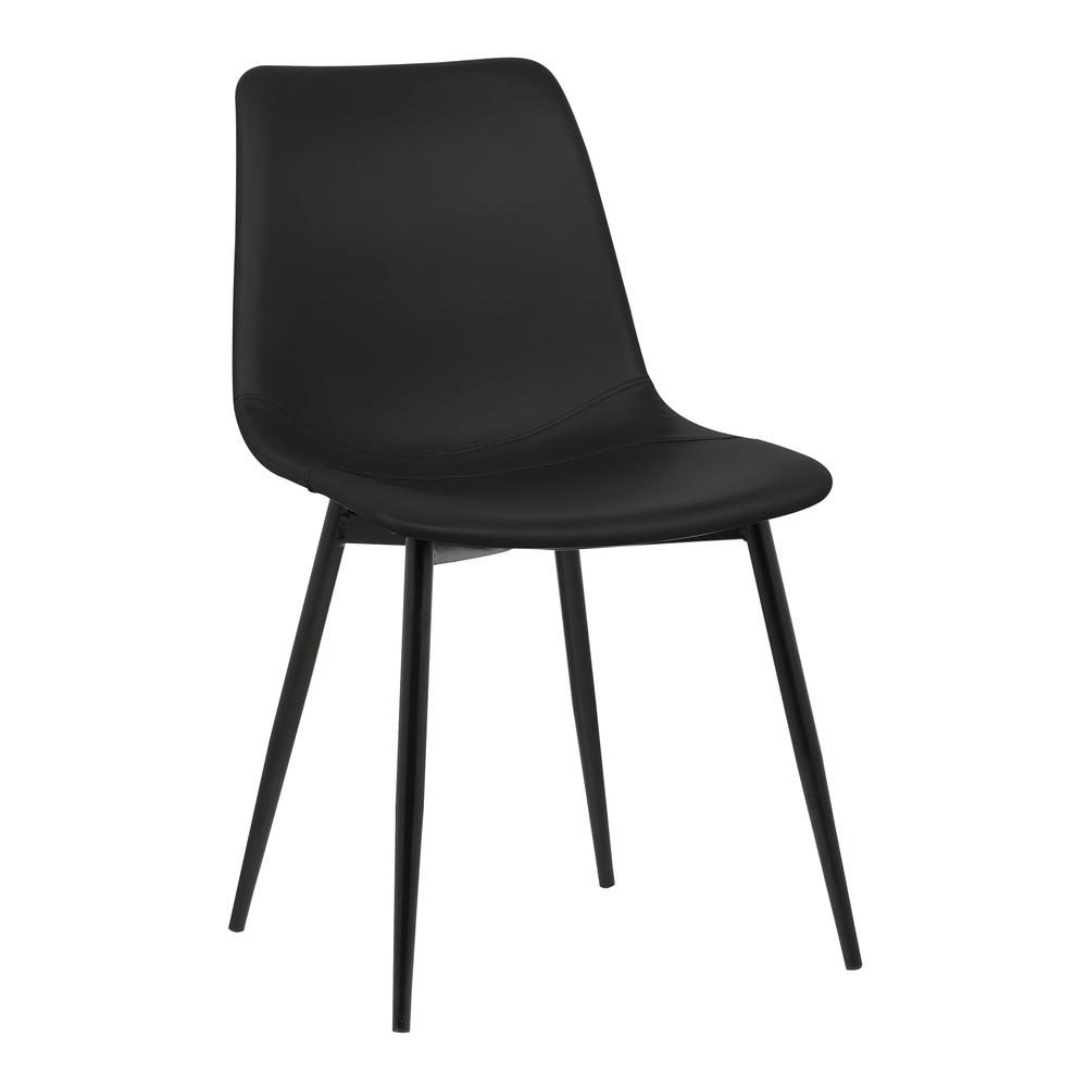 Armen Living Monte Contemporary Dining Chair in Black Faux Leather with Black Powder Coated Metal Legs. Picture 1