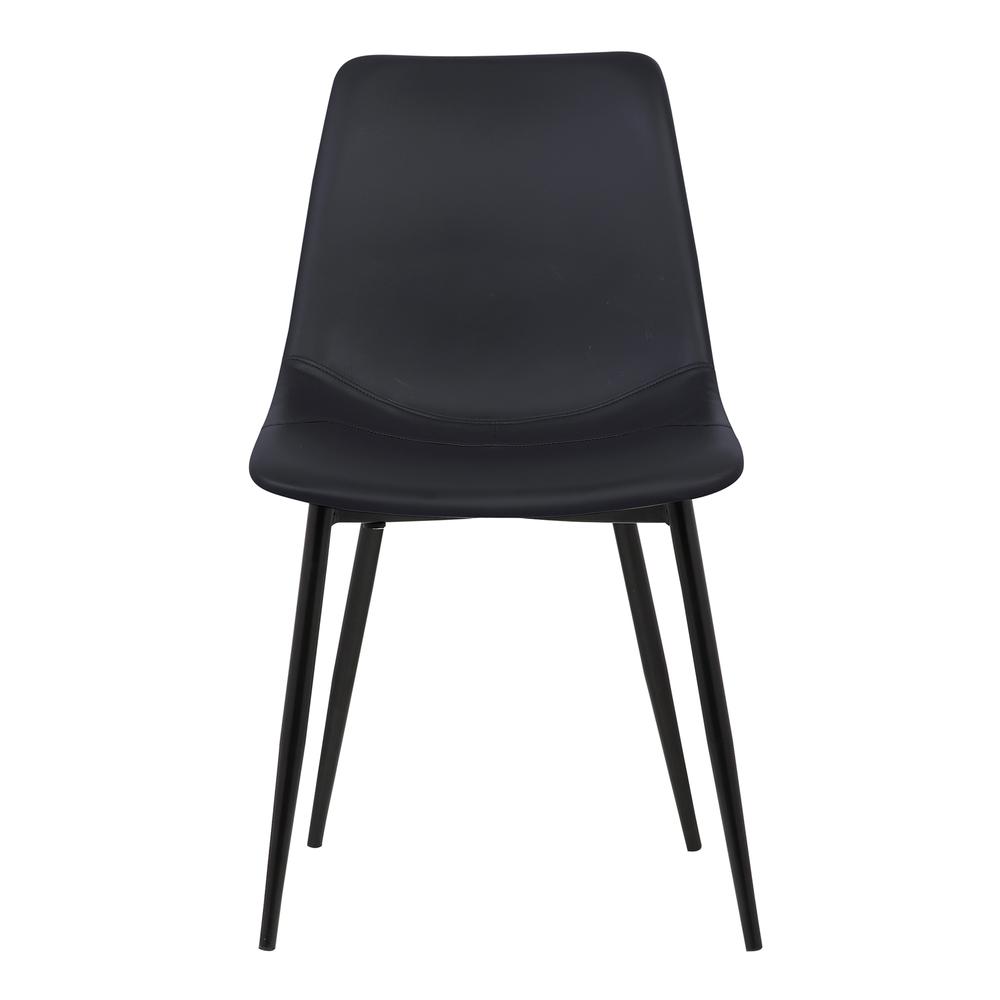 Armen Living Monte Contemporary Dining Chair in Black Faux Leather with Black Powder Coated Metal Legs. Picture 2