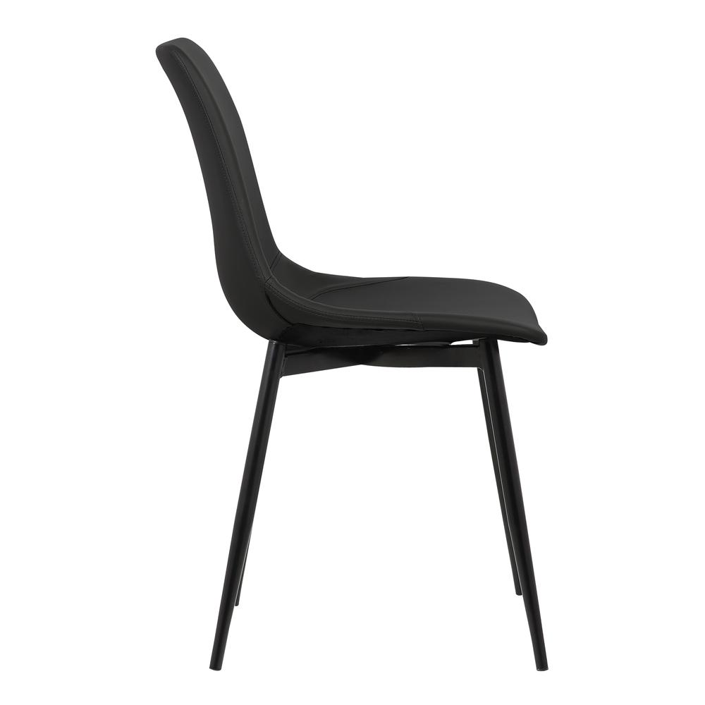 Armen Living Monte Contemporary Dining Chair in Black Faux Leather with Black Powder Coated Metal Legs. Picture 3