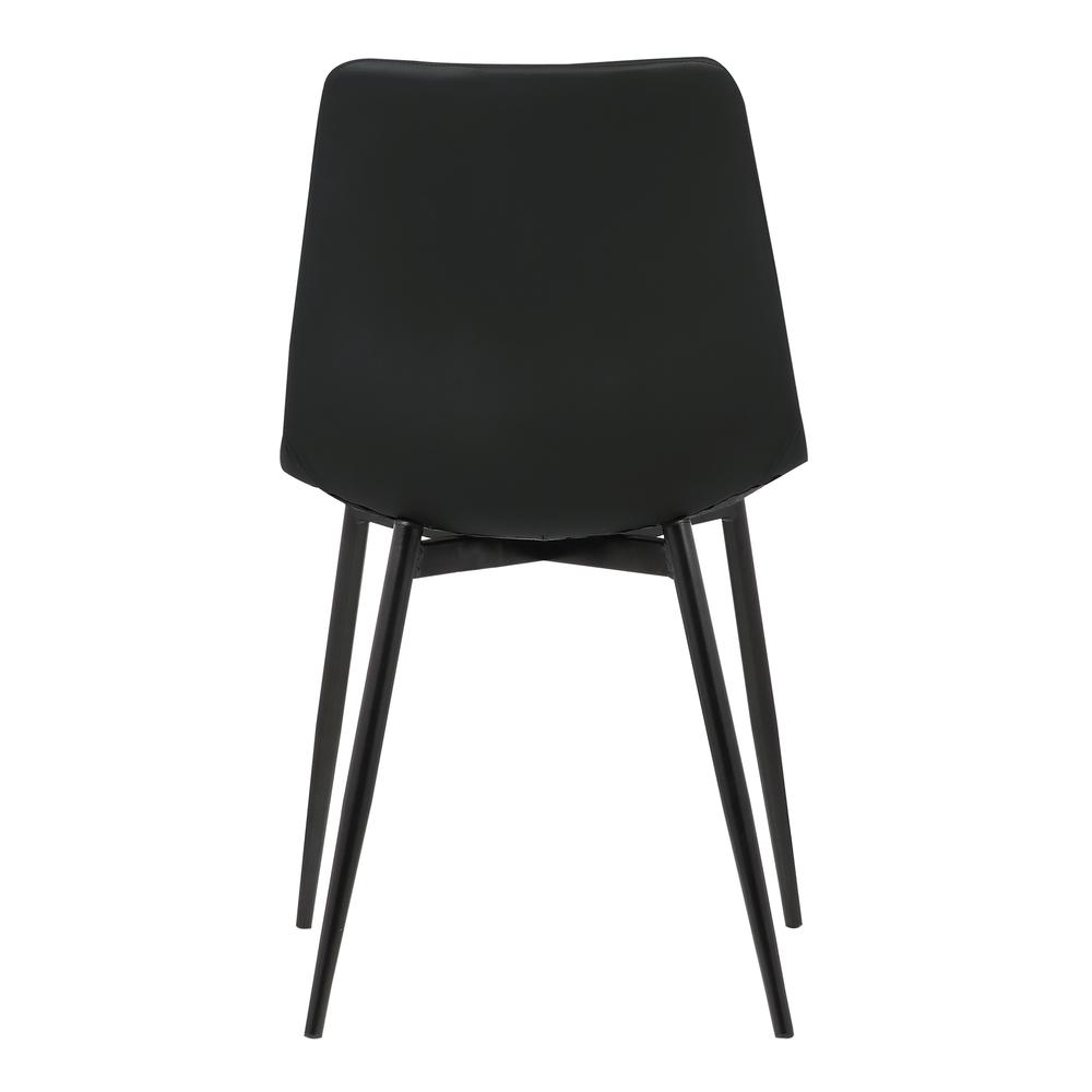 Armen Living Monte Contemporary Dining Chair in Black Faux Leather with Black Powder Coated Metal Legs. Picture 4