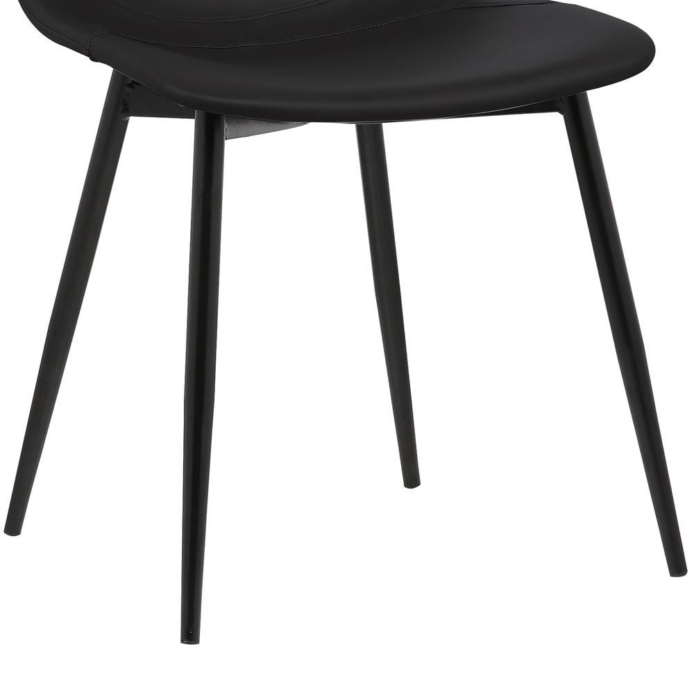 Contemporary Dining Chair in Black Faux Leather with Black Powder Coated Metal Legs. Picture 6