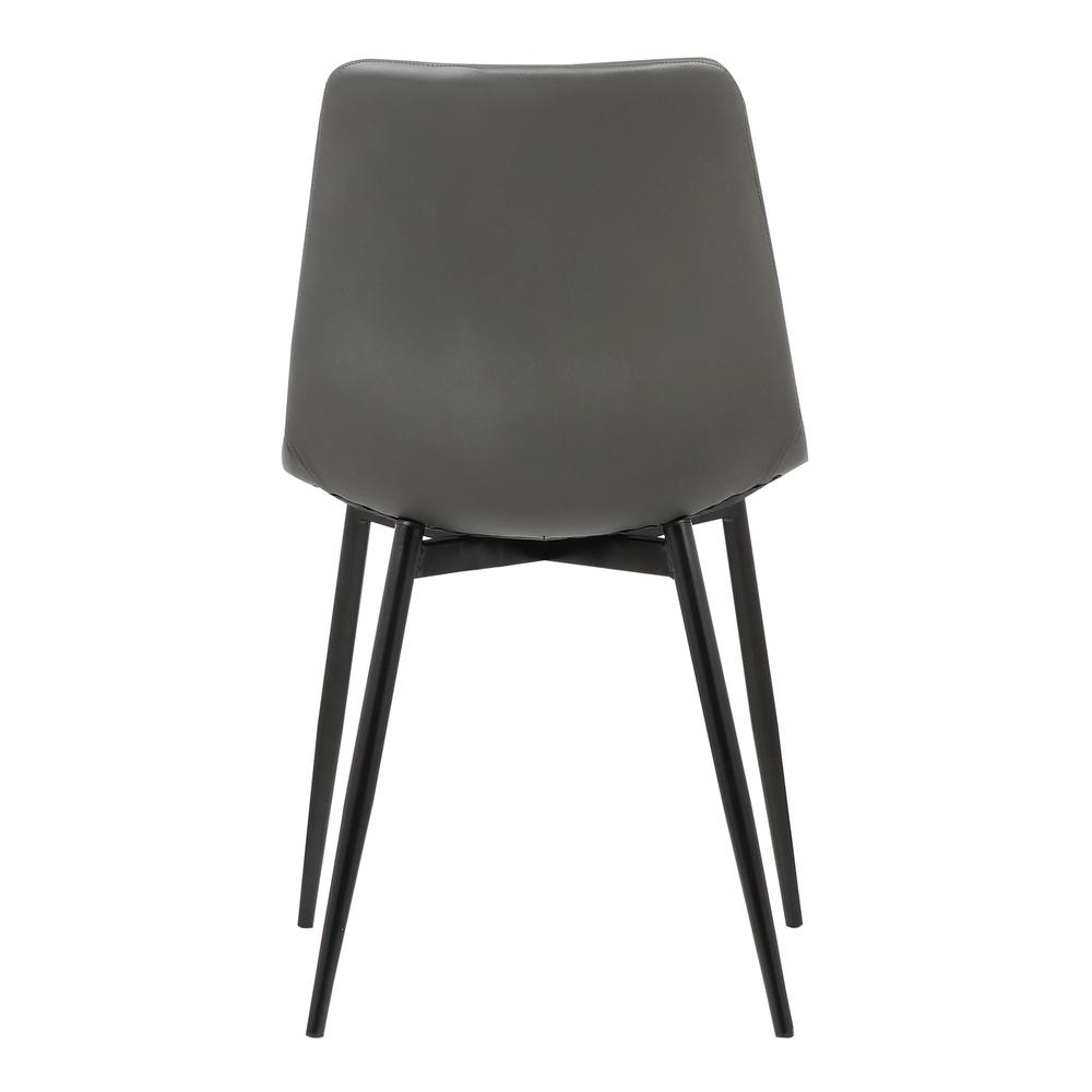 Contemporary Dining Chair in Gray Faux Leather - Black Powder Coated Metal Legs. Picture 4