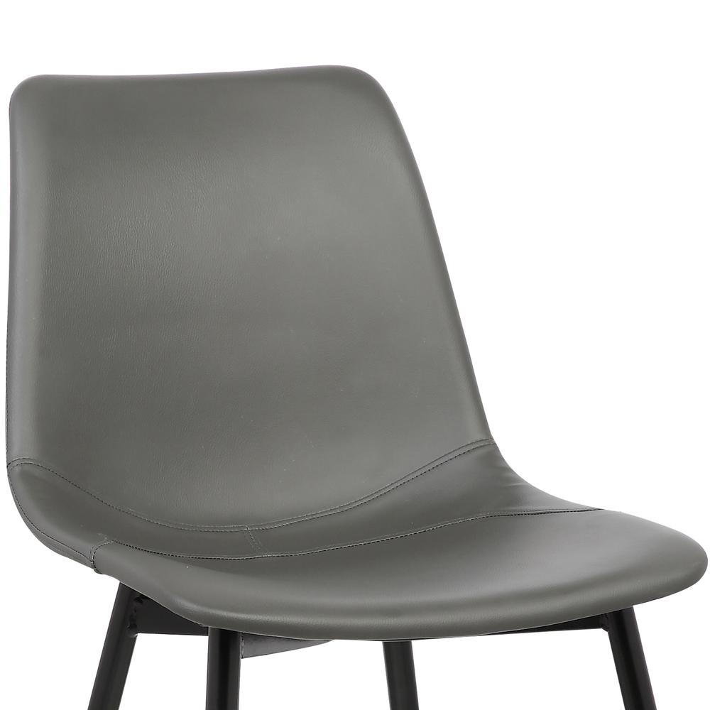 Contemporary Dining Chair in Gray Faux Leather - Black Powder Coated Metal Legs. Picture 5