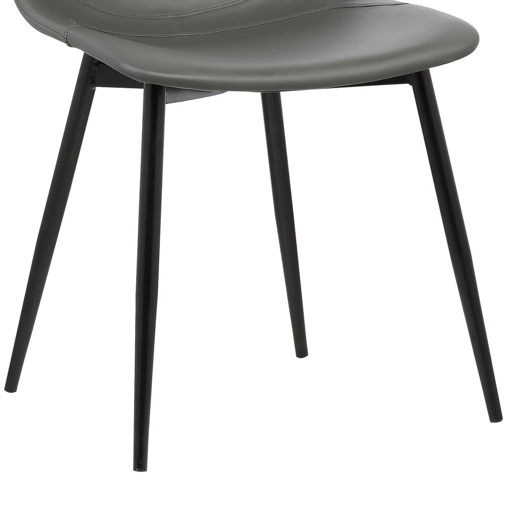 Contemporary Dining Chair in Gray Faux Leather - Black Powder Coated Metal Legs. Picture 6