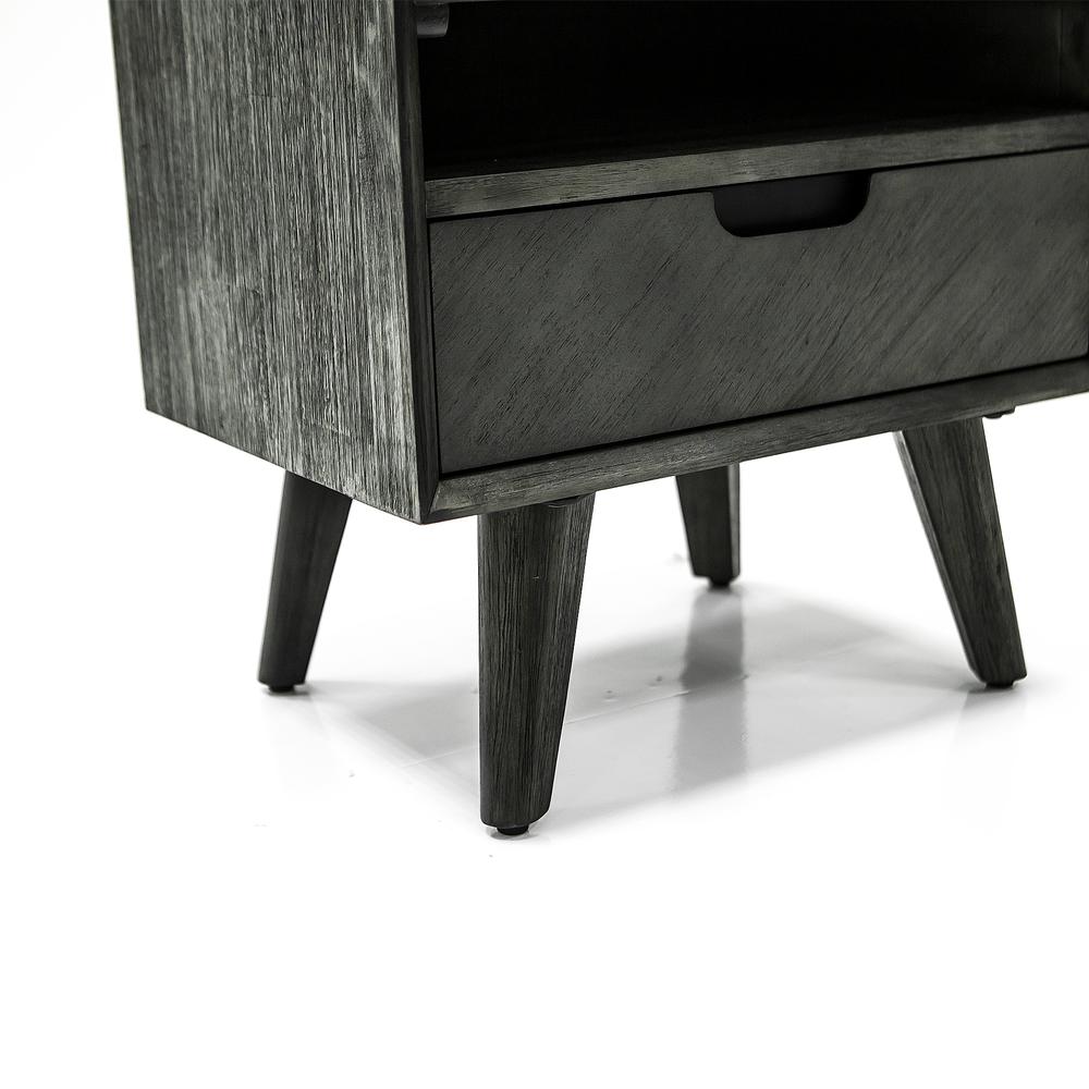 Mid-Century Tundra Grey Acacia Single Drawer Night Stand. Picture 5