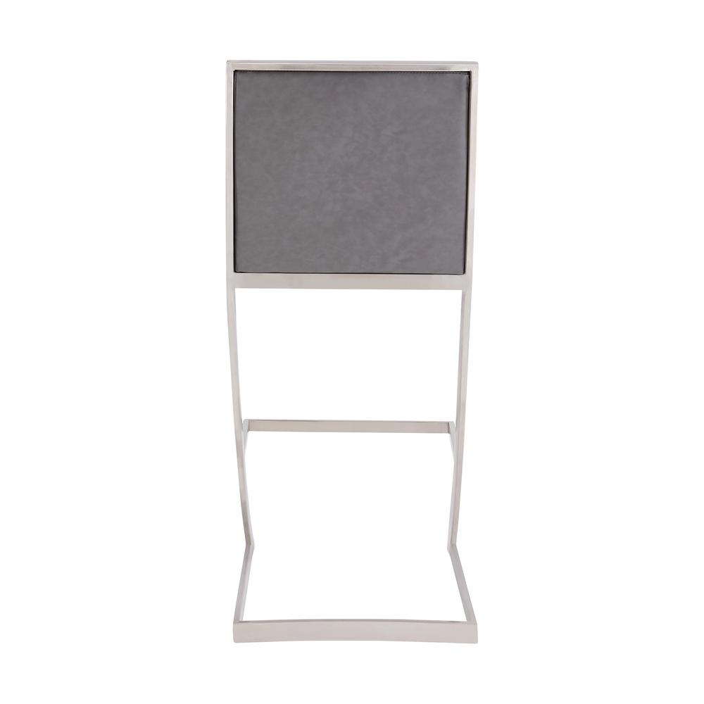 Marc 30" Barstool in Brushed Stainless Steel Finish and Vintage Grey Faux Leather. Picture 4