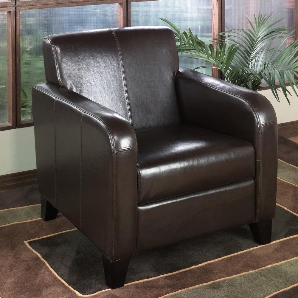 1400 Brown Faux Leather Club Chair. Picture 2
