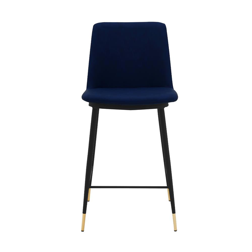 Messina 26" Blue Faux Leather and Metal Counter Height Bar Stool. Picture 2
