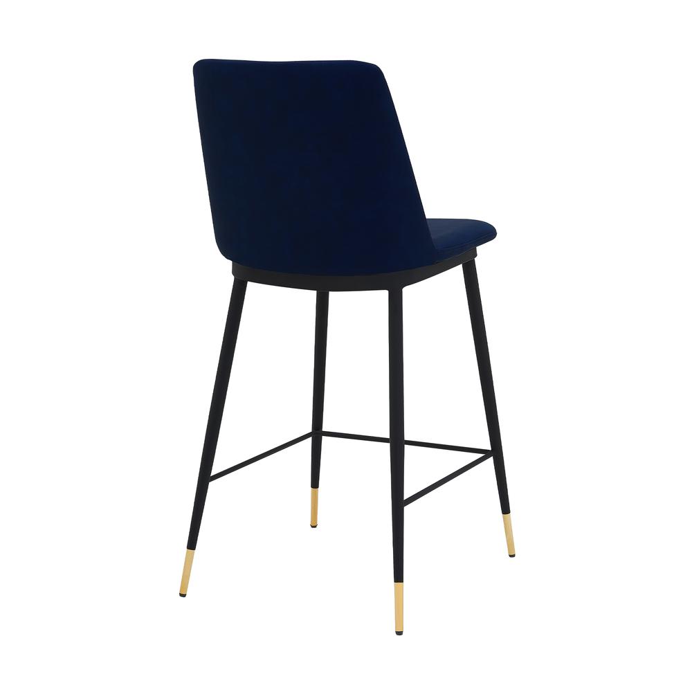 Messina 26" Blue Faux Leather and Metal Counter Height Bar Stool. Picture 3