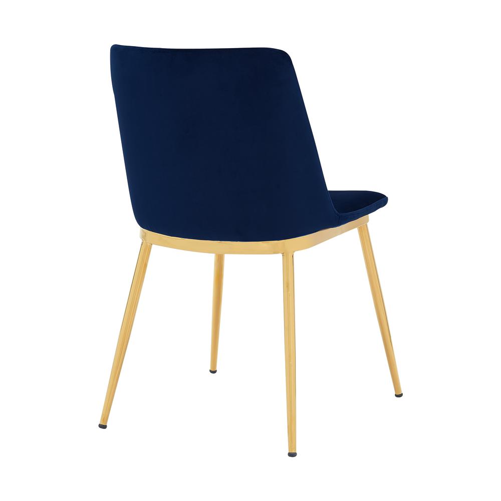 Messina Modern Blue Velvet and Gold Metal Leg Dining Room Chairs - Set of 2. Picture 4