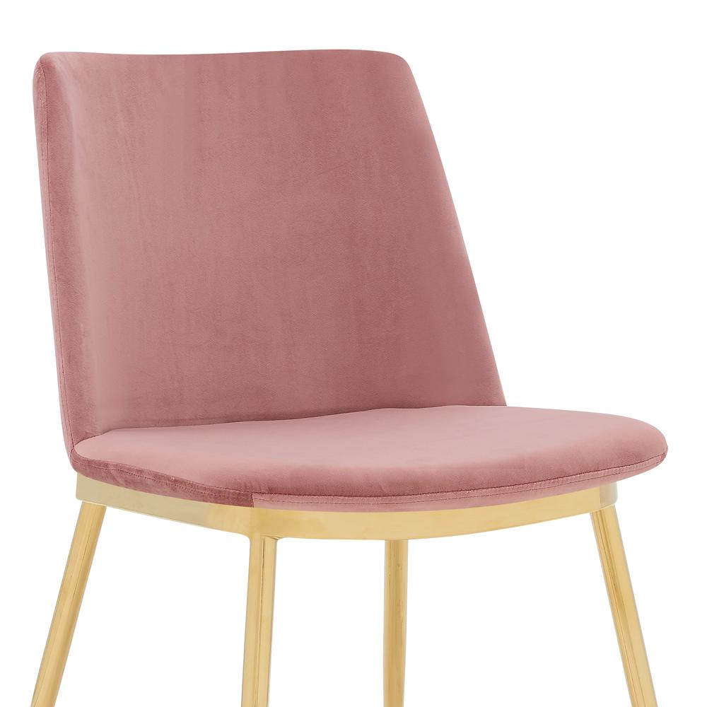 Messina Modern Pink Velvet and Gold Metal Leg Dining Room Chairs - Set of 2. Picture 5