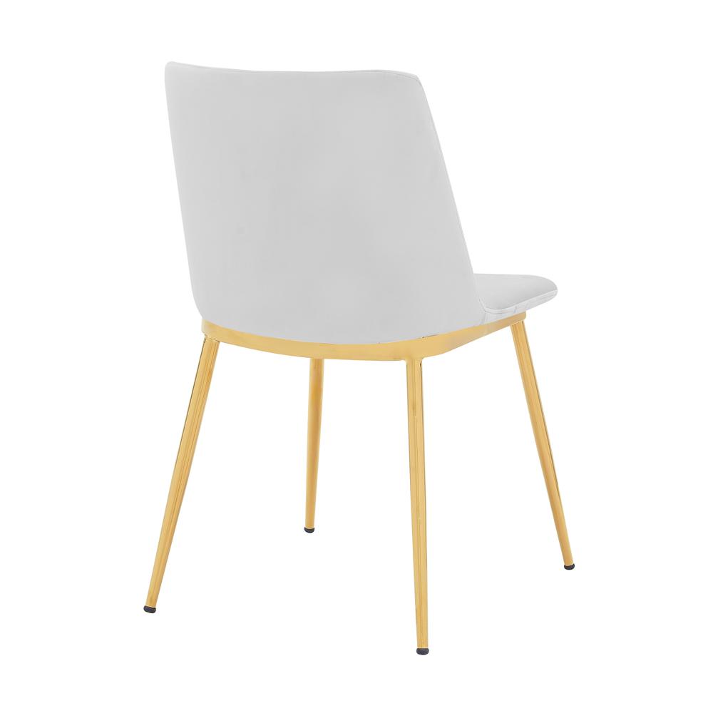 Messina Modern White Velvet and Gold Metal Leg Dining Room Chairs - Set of 2. Picture 4