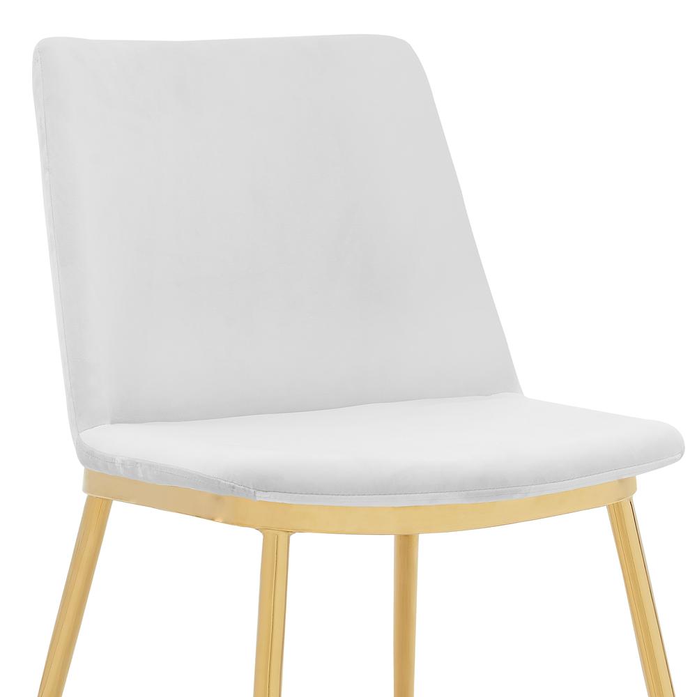 Messina Modern White Velvet and Gold Metal Leg Dining Room Chairs - Set of 2. Picture 5