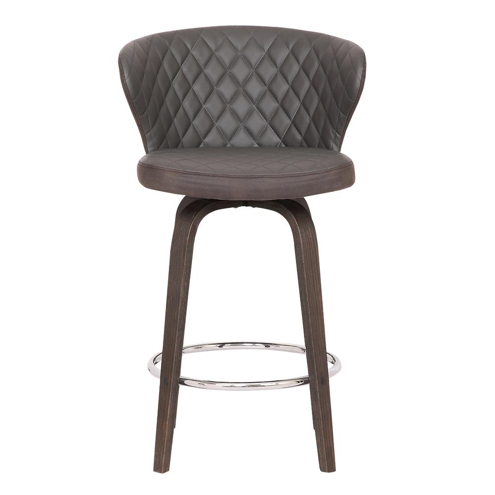 Mynette 26" Swivel Brown Faux Leather Bar Stool. Picture 2