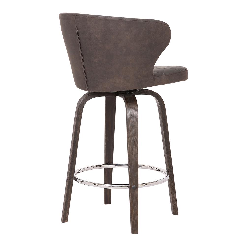 Mynette 26" Swivel Brown Faux Leather Bar Stool. Picture 4