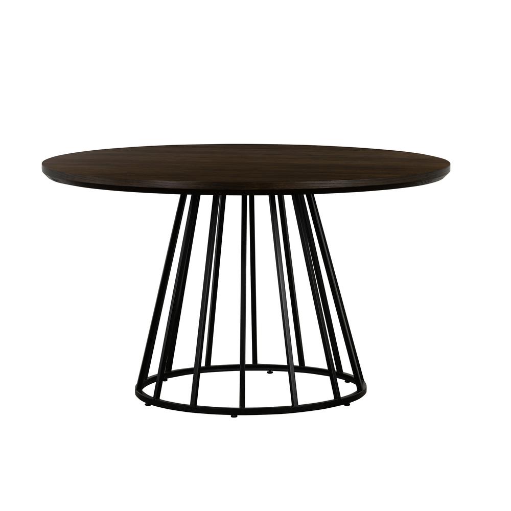 Motion Oak and Metal Round Dining Table. Picture 1