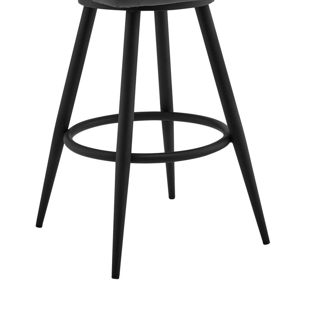 Maxen 26" Gray Faux Leather and Black Metal Swivel Bar Stool. Picture 6
