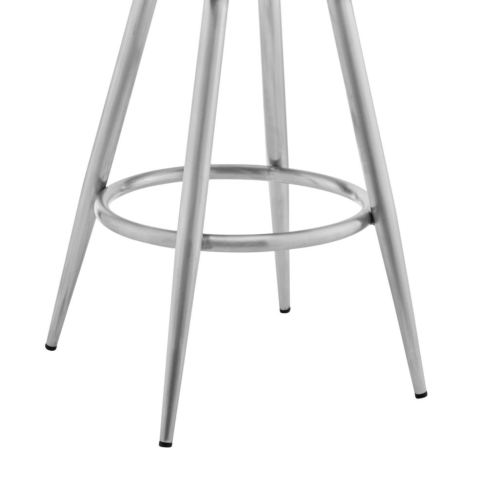 Maxen 26" Gray Faux Leather and Brushed Stainless Steel Swivel Bar Stool. Picture 5