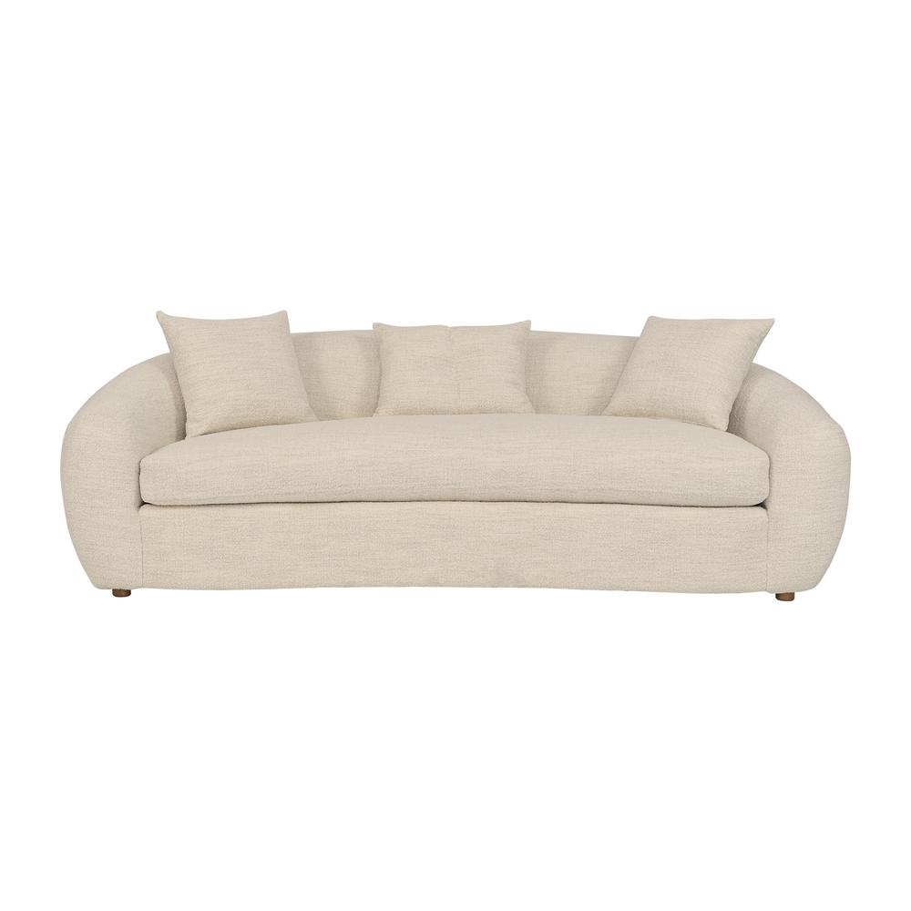 Molly 96.5" Upholstered Curved Sofa in Pearl. Picture 1