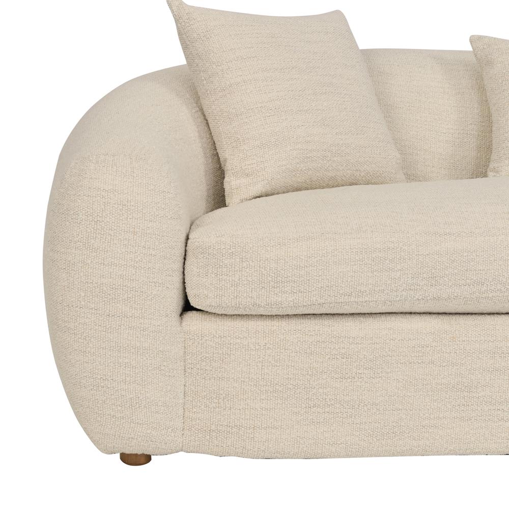 Molly 96.5" Upholstered Curved Sofa in Pearl. Picture 5