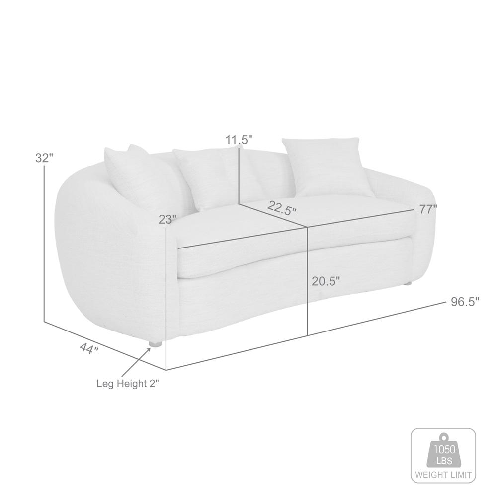 Molly 96.5" Upholstered Curved Sofa in Pearl. Picture 8