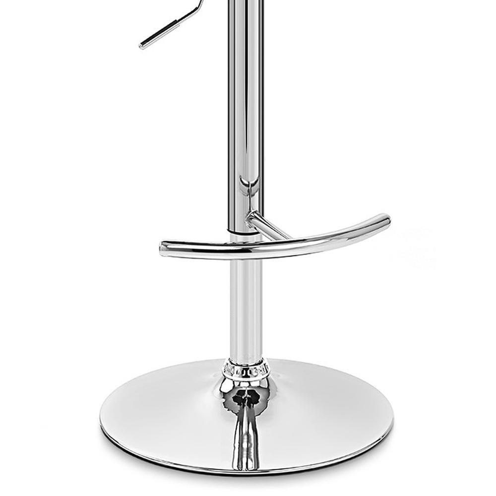 Swivel Barstool in Chrome finish with Cream Faux Leather and Walnut Veneer Back. Picture 6