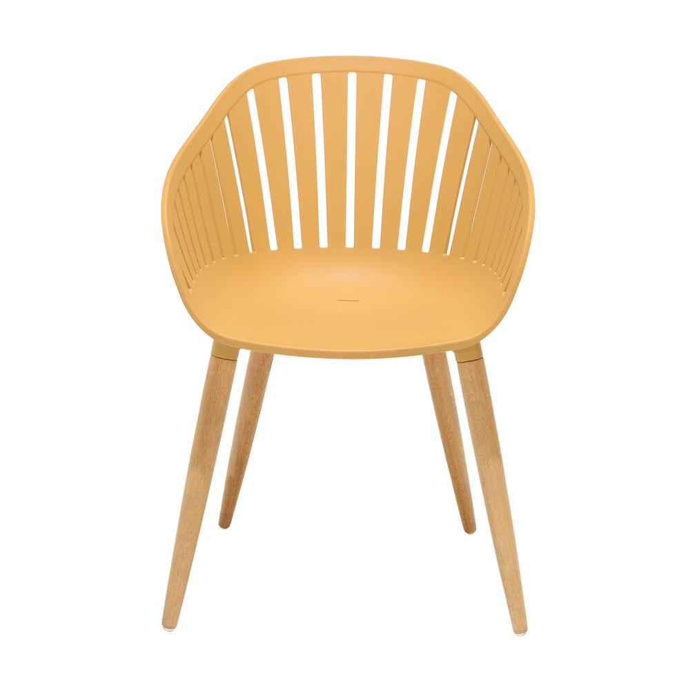 Nassau Outdoor Arm Dining Chairs in Honey Yellow Finish with Wood legs- Set of 2. Picture 2
