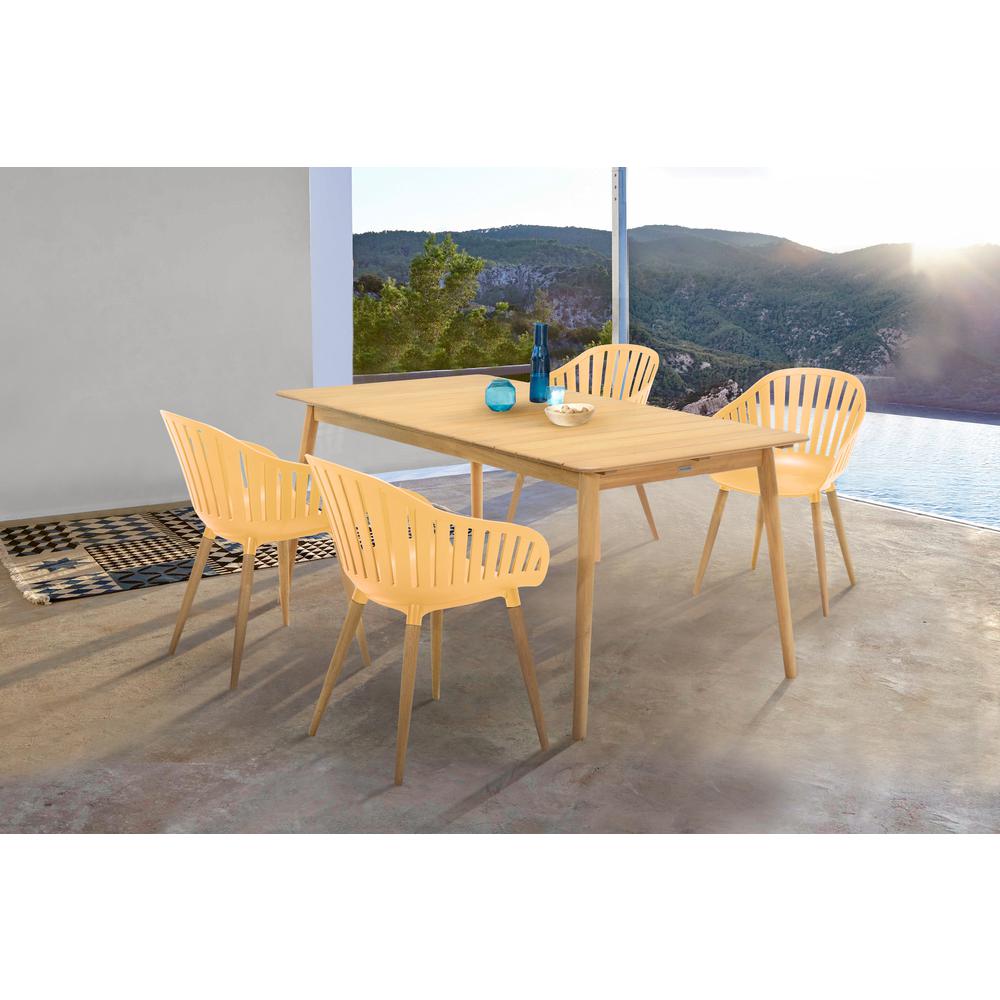 Nassau Outdoor Arm Dining Chairs in Honey Yellow Finish with Wood legs- Set of 2. Picture 6