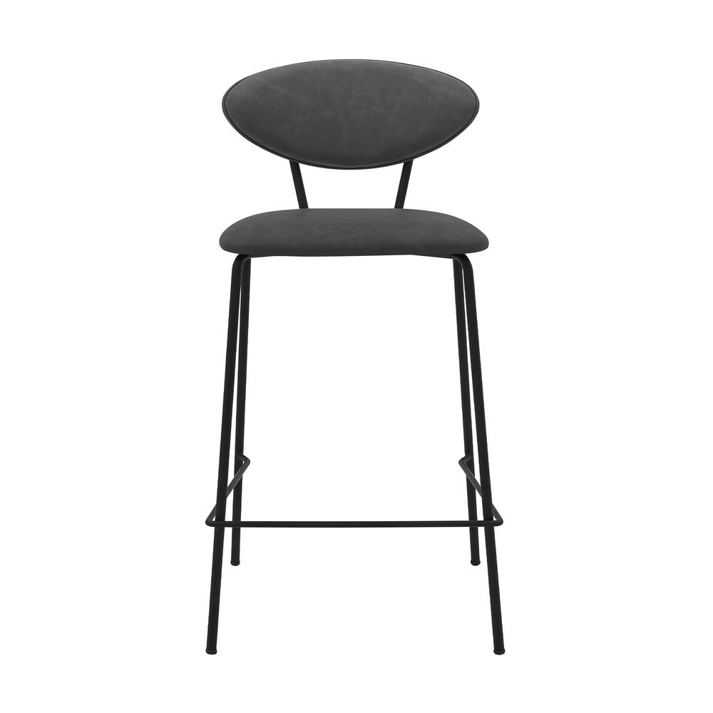 Neo 26" Gray Faux Leather and Metal Counter Height Bar Stool. Picture 2