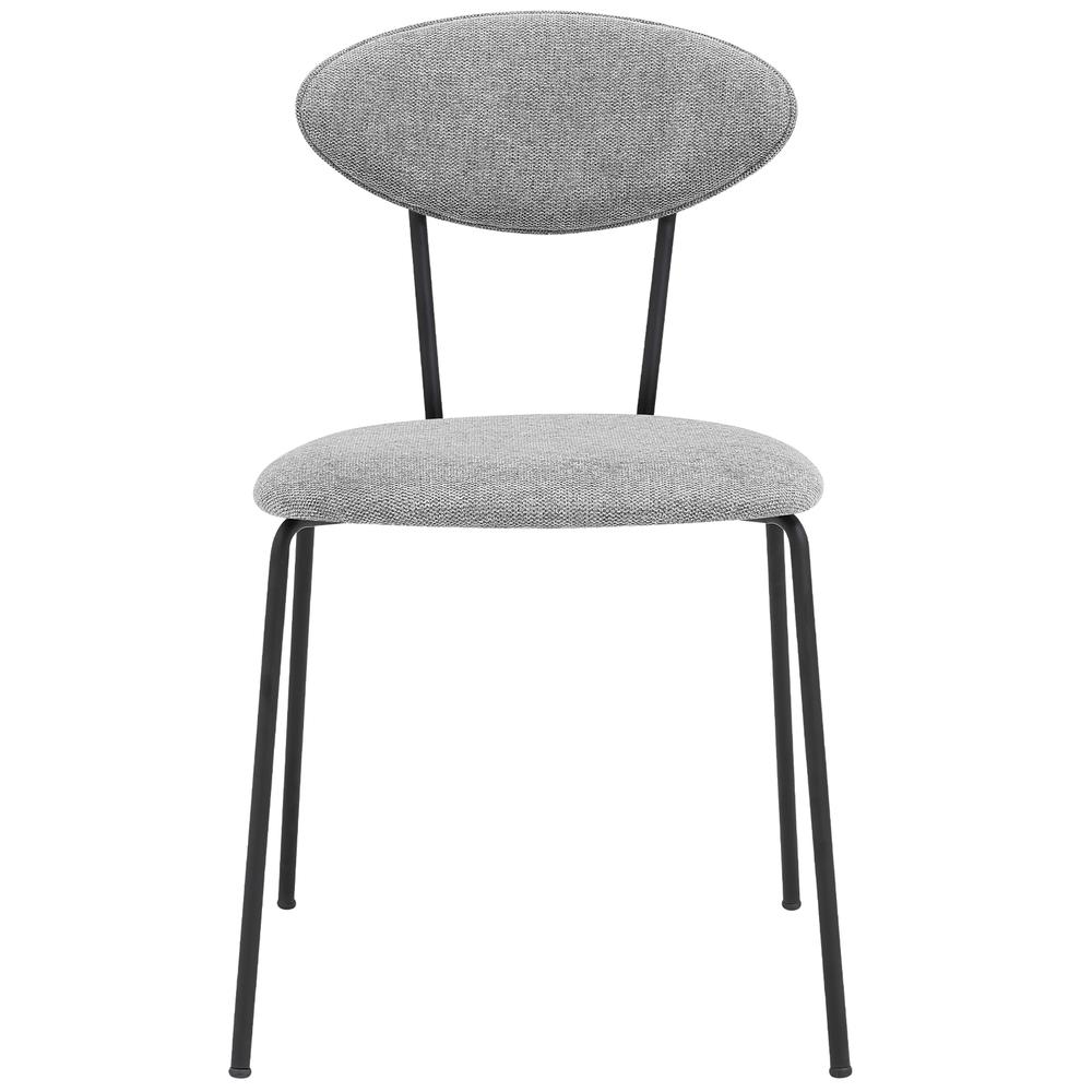 Neo Modern Gray Fabric and Black Metal Dining Room Chairs - Set of 2. Picture 2