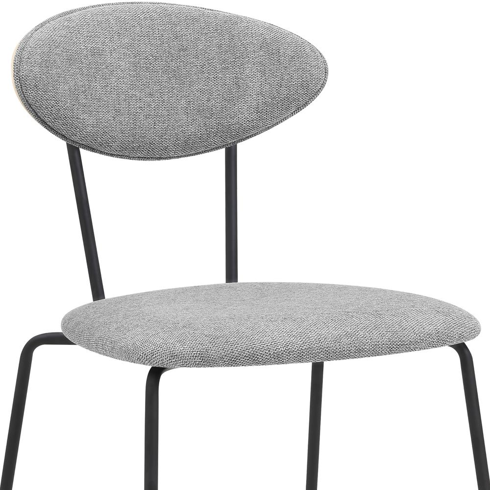 Neo Modern Gray Fabric and Black Metal Dining Room Chairs - Set of 2. Picture 4
