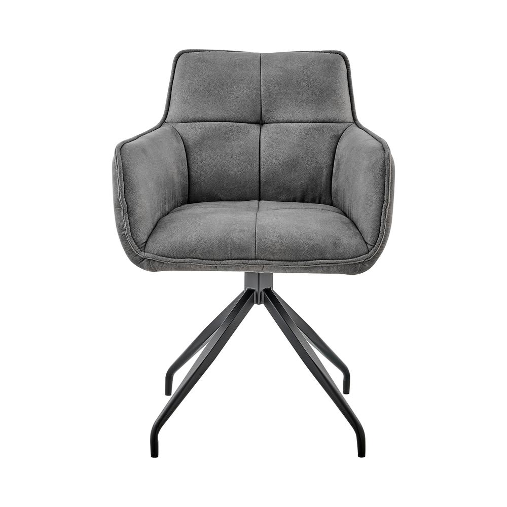 Noah Dining Room Accent Chair in Charcoal Fabric and Brushed Stainless Steel Finish. Picture 1