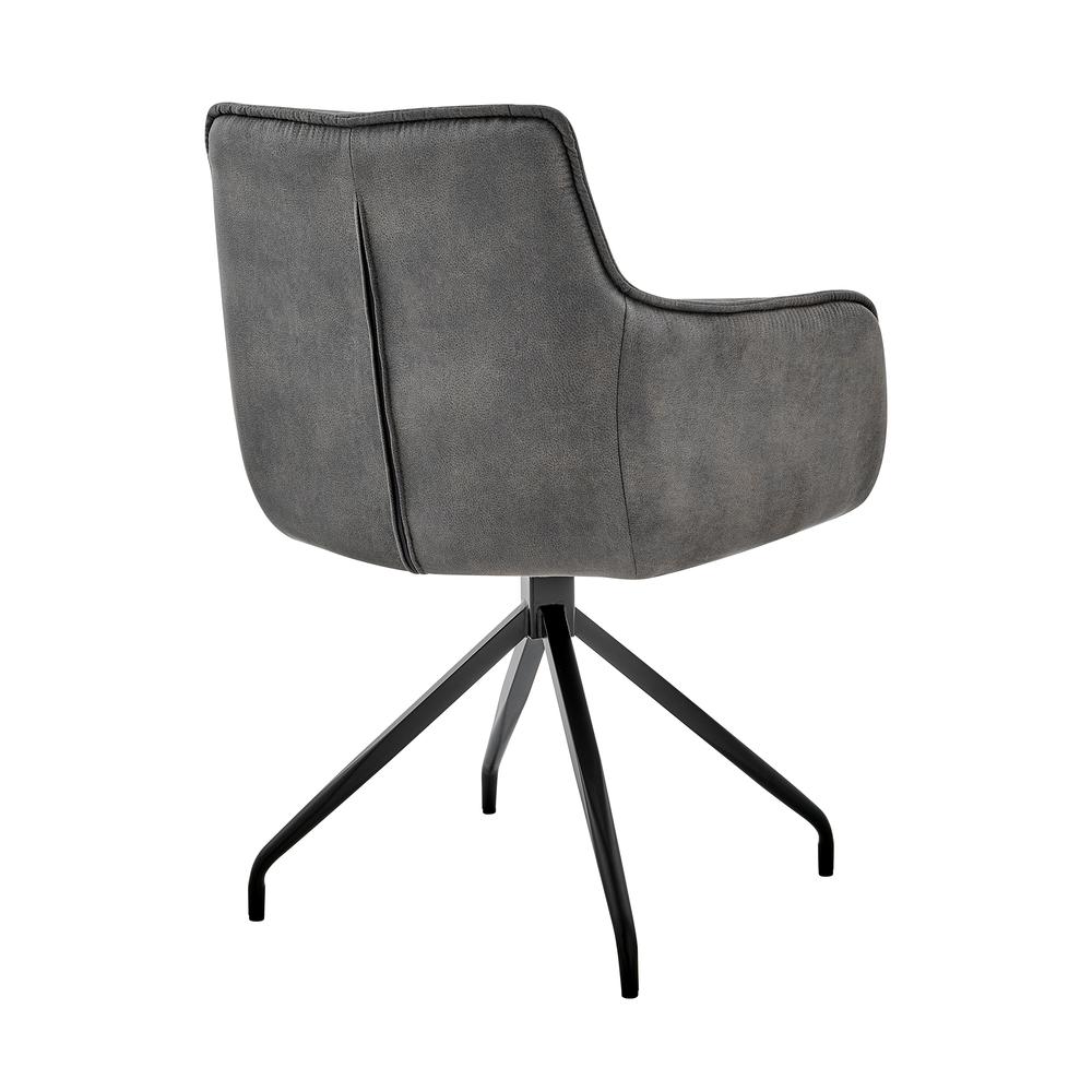 Noah Dining Room Accent Chair in Charcoal Fabric and Brushed Stainless Steel Finish. Picture 3