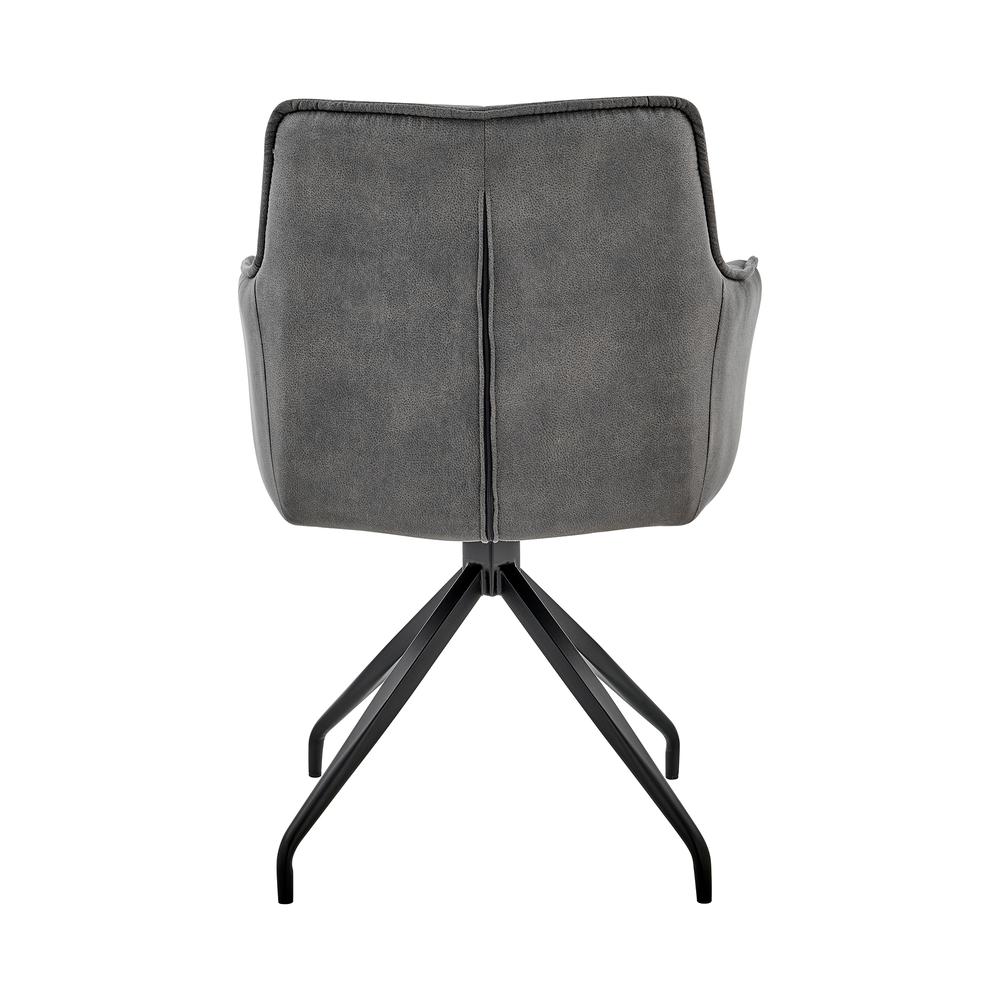 Noah Dining Room Accent Chair in Charcoal Fabric and Brushed Stainless Steel Finish. Picture 4