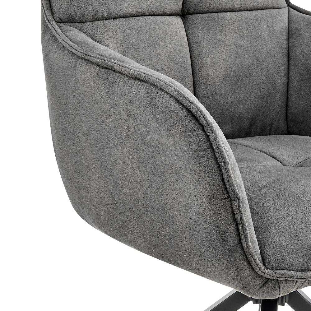 Noah Dining Room Accent Chair in Charcoal Fabric and Brushed Stainless Steel Finish. Picture 5